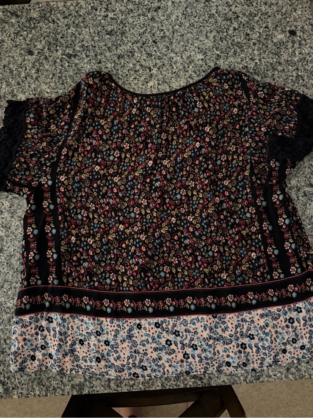 Boho Floral Tassel Women's Top - Black Multi - Picture 2 of 2